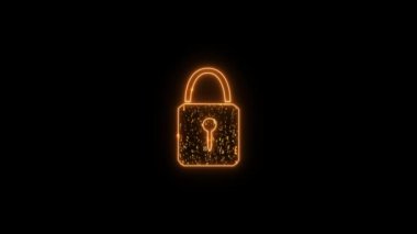 Güvenlik dijital kilidi kırmızı sosyal medya ikonu patlayıcı altın para birimi lüks hareket teknolojisi Malware 'i korumak ve paranızı korumak için büyük veri konsepti yedekleyin