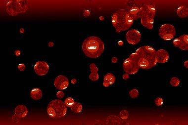 Virüs covid topu, koyu ekran üzerinde aleve dönüşen mutasyon ve kırmızı normal virüstür.