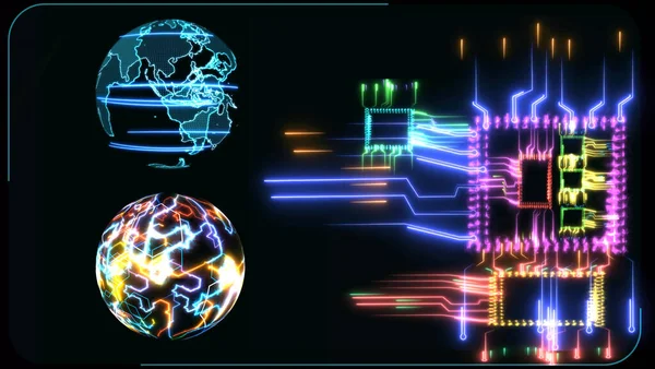 Kvantdator Intelligent Chip Futuristisk Teknik Digital Holografisk Och Hög Hastighet — Stockfoto