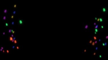 Gökkuşağı renkli mum alevi yavaş dans ediyor ve siyah ekranda orta çerçeveyi kopyalıyor