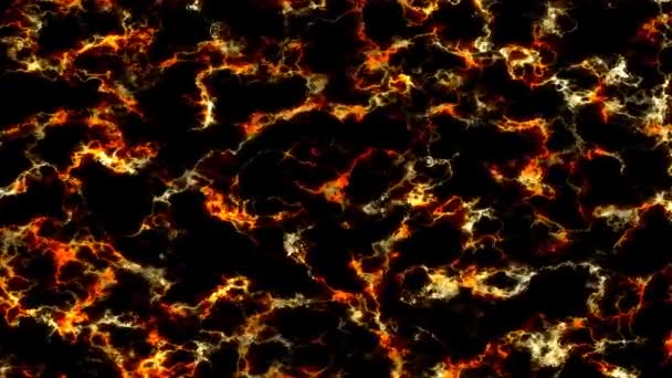 Gota de lluvia 4K sobre llama magma irrumpe textura mineral brillante sobre mármol negro — Vídeo de stock