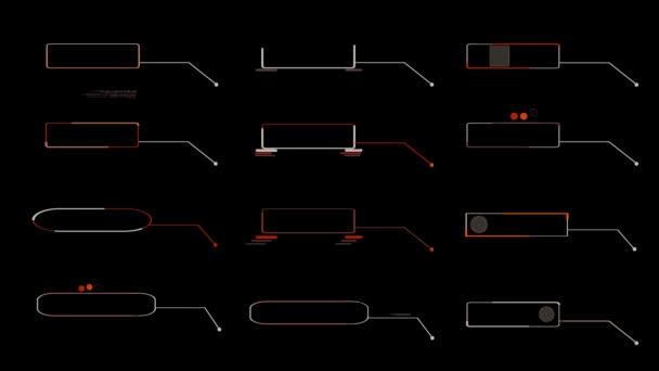 Chamar o fogo vermelho e tom de cinzas HUD elementos movimento tecnologia digital — Vídeo de Stock