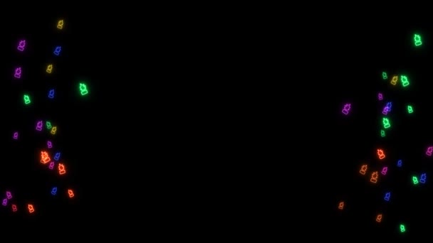Pelangi warna-warni lilin api lambat menari dan menyalin ruang tengah bingkai pada layar hitam — Stok Video
