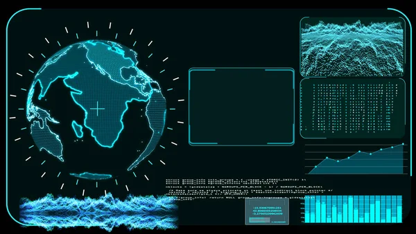 Blue Монитор Цифровой Карты Мира Технологии Исследования Develpoment Программное Обеспечение — стоковое фото