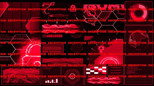 Monitor Digital CCTV red alert and graph bar radar detected was attact by ransomware and encryption