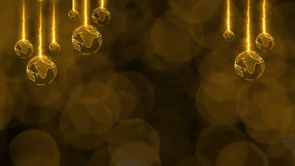 Christmas Theme Has World Rotate Blur Luxury Gold Tone Blink — Stock Photo, Image