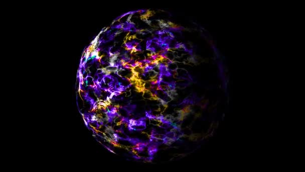 Abstraktní fialová vizualizační vlnová technologie digitální zlatá energetická koule povrchové částice mimo — Stock video