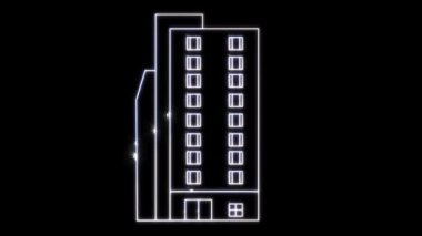 dijital mimari ön ve yanı sıra apartman ve temiz enerji fütüristik holografik modern teknoloji inşa etrafında hareket