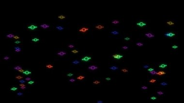 gökkuşağı renkli Satürn yavaş uçuyor tüm kare siyah ekranda