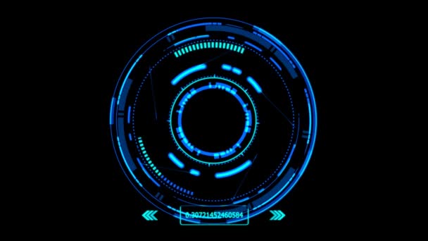 Tehnologie futuristă element holografic digital cu efect de strălucire laser săgeată și margine de apel cu ton numeric albastru închis și deschis — Videoclip de stoc