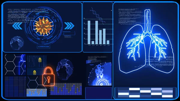 Futuristická Technologie Modrý Tón Monitorovat Výzkum Digitální Zpracování Dat Informace — Stock fotografie