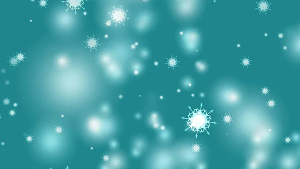 雪花般的六星八分短刺翼坠落厚重冰尘微粒元素圣诞佳节黑色青色背景 — 图库照片