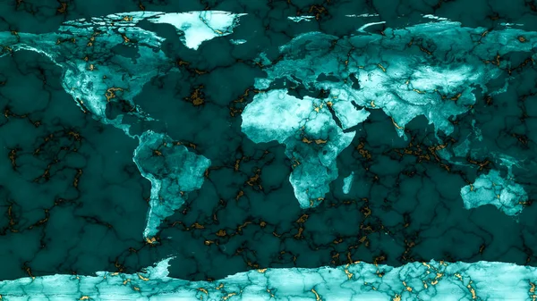 世界地図金の鉱物花崗岩と青大理石のシート高級インテリアテクスチャ表面上暗い背景 — ストック写真