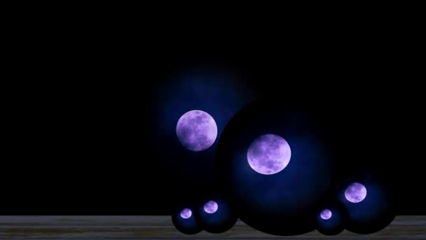 Reflejo de la luna de lobo lleno y la luz de la luna en el cielo nocturno y la nube pasando — Vídeos de Stock