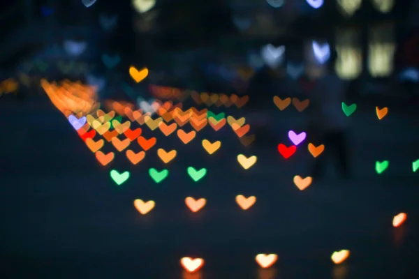 Orange Rainbow Bokeh Blur Heart Shape Love Valentine Day Colorful — стоковое фото
