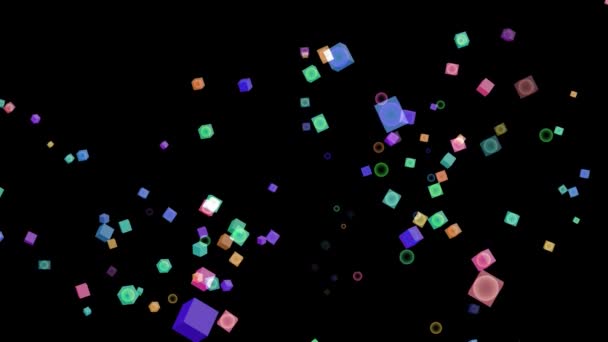 Κύβος γλυκό ουράνιο τόξο πολύχρωμο και μερικές κρυστάλλινες μπάλες γυαλί μέσα — Αρχείο Βίντεο