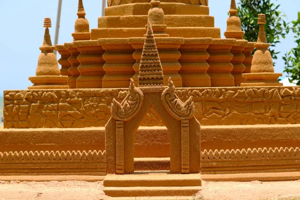 Detalle Puerta Pagoda Arena Festival Songkran Representa Con Fin Tomar — Foto de Stock
