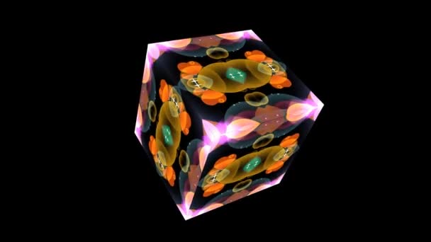 Cube abstrakta hjärtan aqua bubblor flyter på svart skärm med vit stjärna och magenta hjärtan tema Alla hjärtans dag och kärlek rörelse — Stockvideo