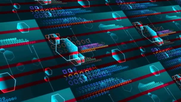 Tehnologie futuristă computerizată cuantică proces holografic digital și analiză pentru date mari și fundal poligon abstract — Videoclip de stoc