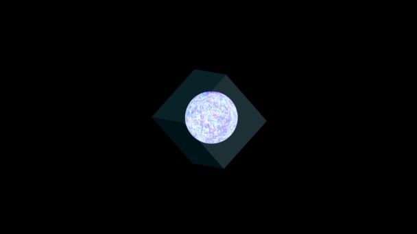 La energía del núcleo del cubo líquido fresco azul brillante y la superficie del color del océano caída lenta hacia abajo fondo de movimiento abstracto — Vídeos de Stock