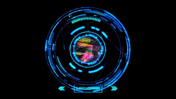 Tehnologia futuristă cuantică a computerului poligon proces holografic digital și analiză pentru date mari și fundal abstract — Videoclip de stoc