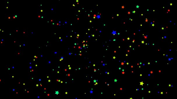 Εκατομμύρια χρωματιστά αστέρια του ουράνιου τόξου πέφτουν αργά και ξεθωριάζουν στο τέλος — Αρχείο Βίντεο