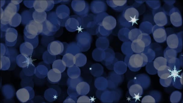 Sneeuwvlok vallende ijs stof deeltjes element voor Kerstmis en Kerstavond en licht knipperen vervaagde achtergrond — Stockvideo