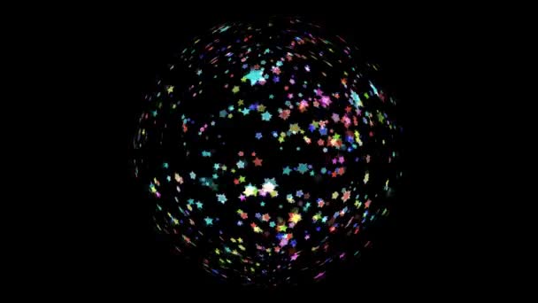 Crystal Million αστέρια χρώμα ουράνιο τόξο τροχαίο αργή πτώση και ξεθωριασμένο στο τέλος — Αρχείο Βίντεο