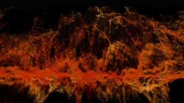 Futuristické abstraktní kmitání lávového magmatu, vizualizace vlnové technologie digitální povrch s částicemi hvězd — Stock video