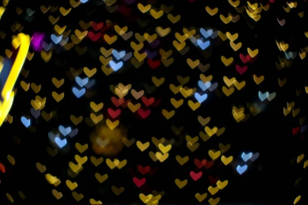 Colorful Abstract Bokeh Blur Heart Shape Love Valentine Night Light — Stock Photo, Image