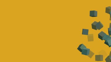 soyut küp tidesu yeşili sağdan sola doğru hızla hareket eder ve fortuna altın arkaplanda yüzer