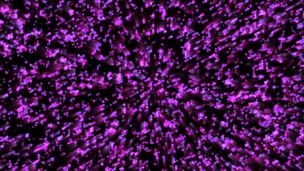 Abstrakt dimension violett glöd partiklar mönster vågform svängning snabbt flytta, visualisering våg teknik digital yta — Stockvideo