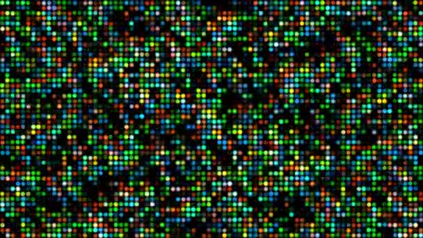 Animatie abstracte regenboog en kleurrijke vlek lichtdeeltjes patroon golfvorm oscillatie, visualisatie golf technologie digitale oppervlakte achtergrond — Stockvideo