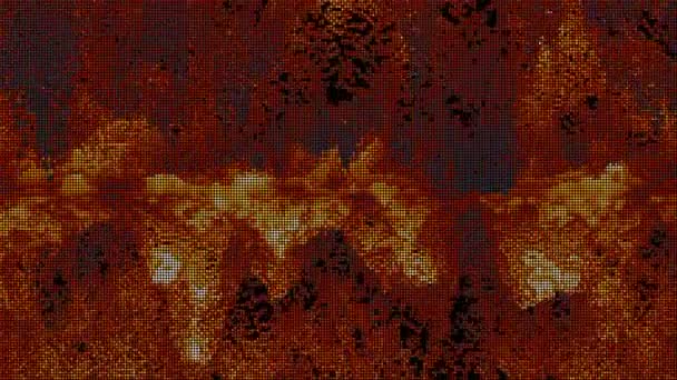Futuristický abstraktní červený kmitání lávových vln, vizualizace vln technologie digitální povrch s částicemi hvězd — Stock video