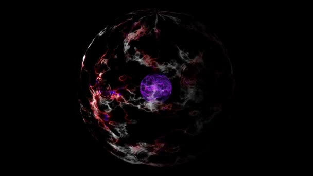 Abstraktní barevné jádro vizualizace vlna technologie digitální energie povrch koule a vlnolam vody venku — Stock video