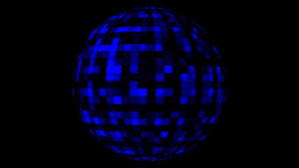 Esfera bola visualização onda tecnologia digital superfície fundo, animação abstrato azul escuro tom quadrado luz partículas padrão onda oscilação — Vídeo de Stock