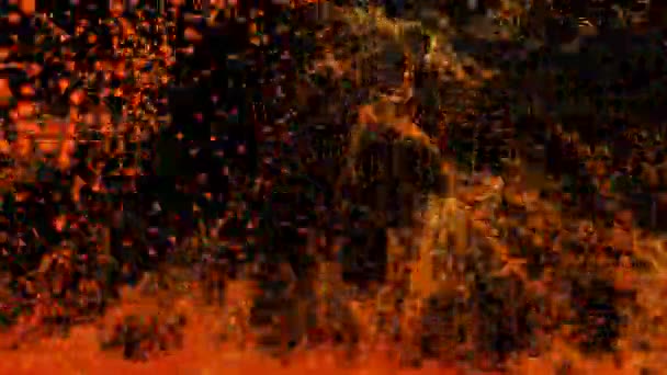 未来的な抽象的な赤い溶岩マグマ波形ボール振動、粒子星と可視化波技術デジタル表面 — ストック動画