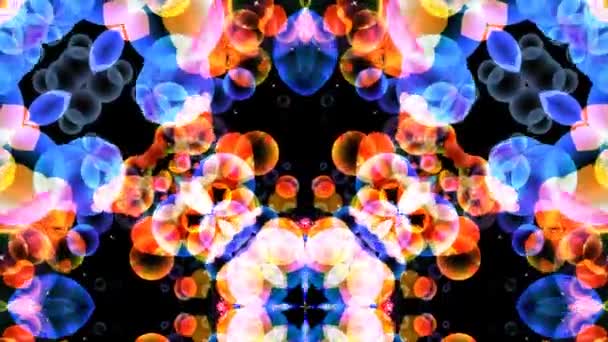 Arte abstracto arco iris burbujas reflejos flores lujo fantasía patrón textura fondo, núcleo dimensión centro en la parte inferior — Vídeos de Stock