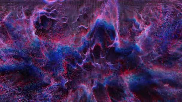 Abstrato milhões vermelho ciano azul tom partículas big data tecnologia digital forma de onda — Vídeo de Stock