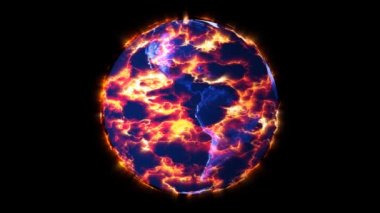 Dünya haritası kırılır ve dünya çapında lav çatlar, küresel ısınmayı azaltma kavramı, çok geç olmadan iklim değişikliği