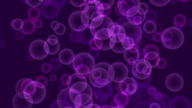 Bulanık mor baloncuklar. Çoklu boyut ve üç melek uçuş arkaplanı.