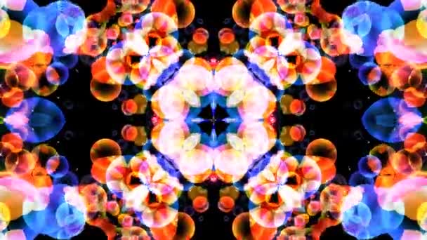 Abstrakte Kunst Regenbogenblasen Reflexion Blumen Luxus Fantasie Muster Textur Hintergrund, dunkle Dimension Zeitlupe — Stockvideo