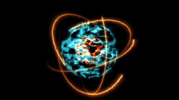 Bola de fuego y hielo y átomo moviéndose por energía infinita — Vídeos de Stock