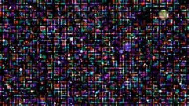 Animasyon soyut kırmızı turuncu menekşe mavisi küçük nokta ışık parçacıkları top dalgalanması, görselleştirme dalgası teknolojisi dijital yüzey arka planı