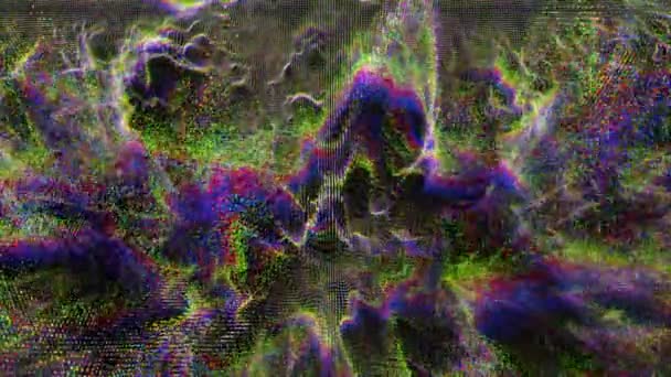 抽象的な100万赤緑青トーン粒子ビッグデータデジタル技術波形 — ストック動画
