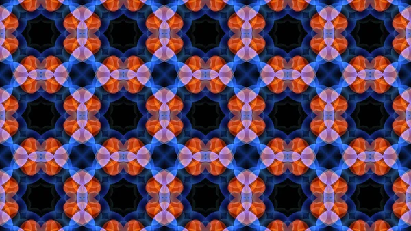 gray ball and glow orange four heart shape on blue kaleidoscope reflection texture background