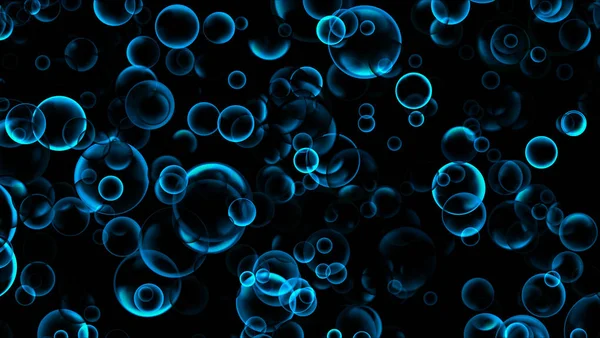 Abstract Blue Aqua Glow Many Size Hundred Bubbles Floating Top — Stock Photo, Image