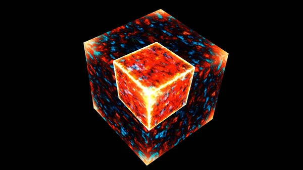 Вечная Сила Пламени Подавляющее Куб Загадочная Поверхность Энергии Мощный Вечный — стоковое фото