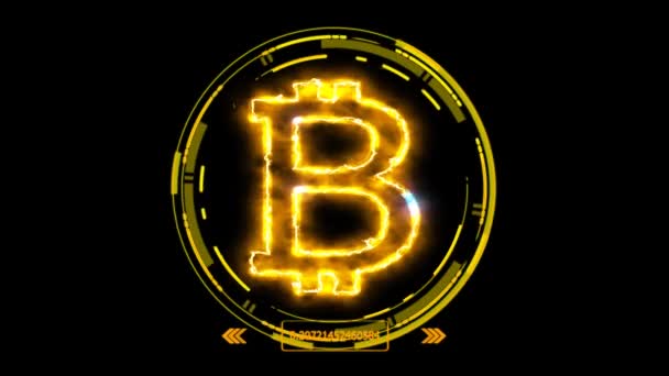 Bitcoin fényhatás és futirisztikus digitális sablon — Stock videók