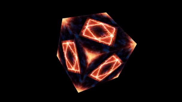 永恒的魔法火焰立方体空芯能量面 — 图库视频影像